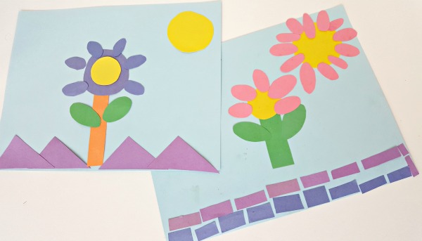 Spring flowers craft with paper shapes