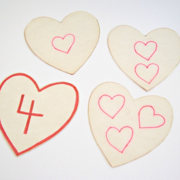 Heart shaped numbered Valentine cards