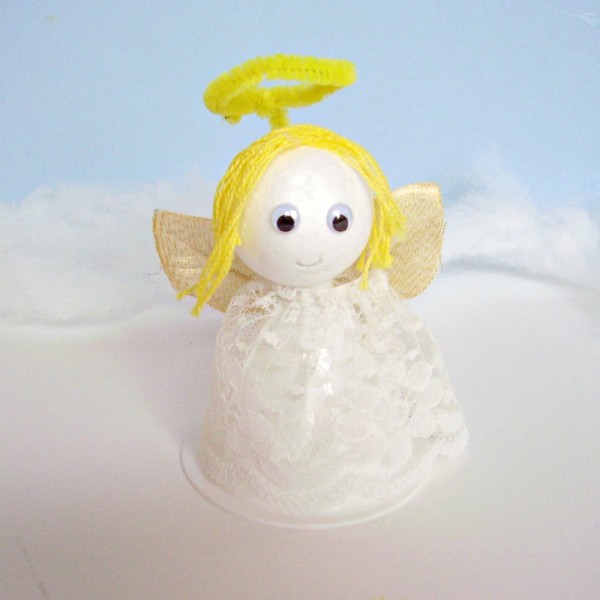 Christmas angel craft with funnel and lace