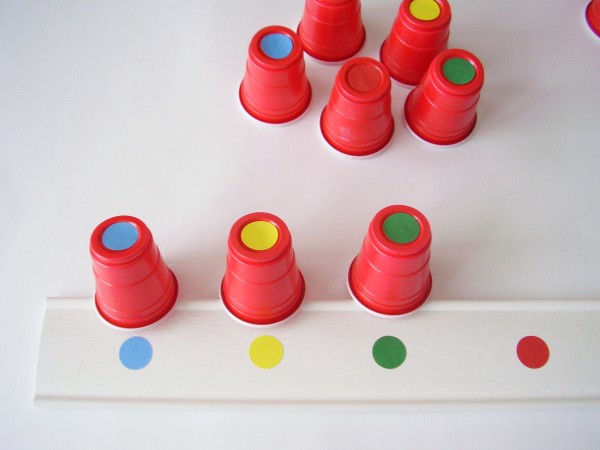Preschool math with recycled disposable cups