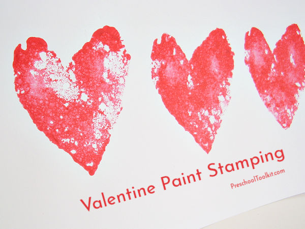 paint stamps art activity Valentine's Day
