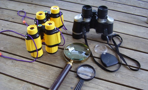 Outdoor play with binoculars on a nature walk