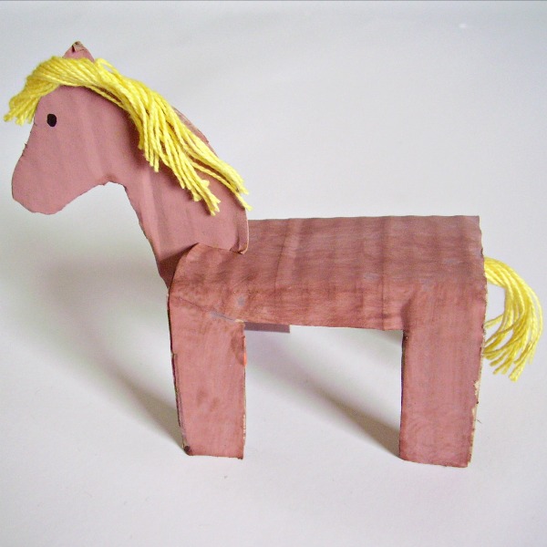 Cardboard horse preschool craft and activity
