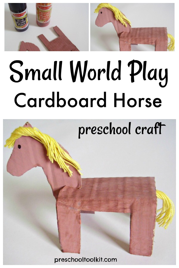 Cardboard horse small world play preschool craft