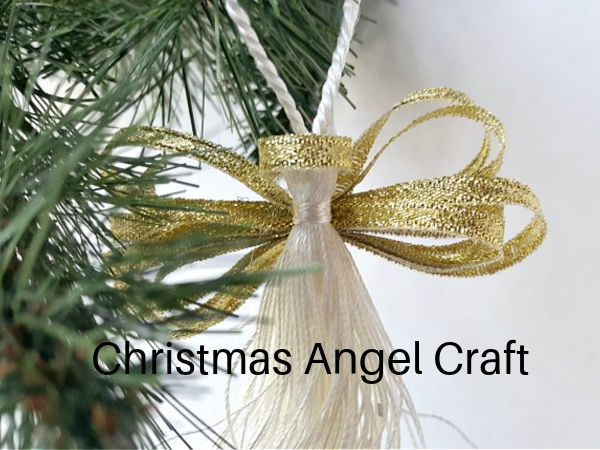 Easy Christmas angel preschool craft with a tassel