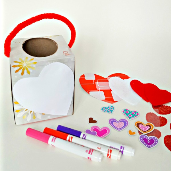 Decorate Valentine mailboxes with markers and stickers