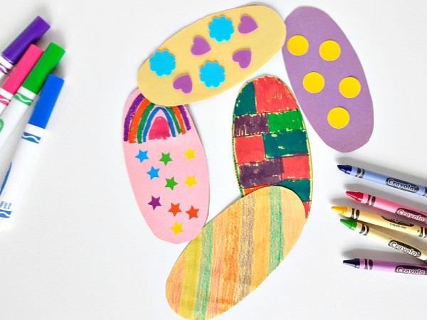 Decorated paper eggs Easter craft for preschoolers