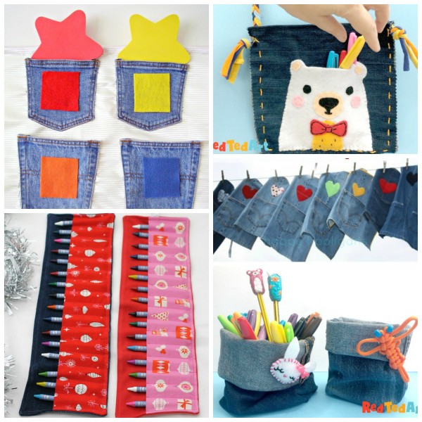 Denim crafts made with recycled jeans
