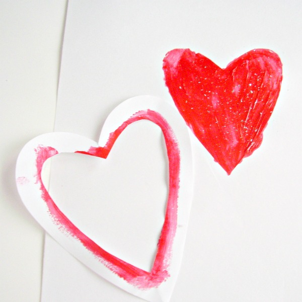Heart shaped stencils Valentine paintings for kids