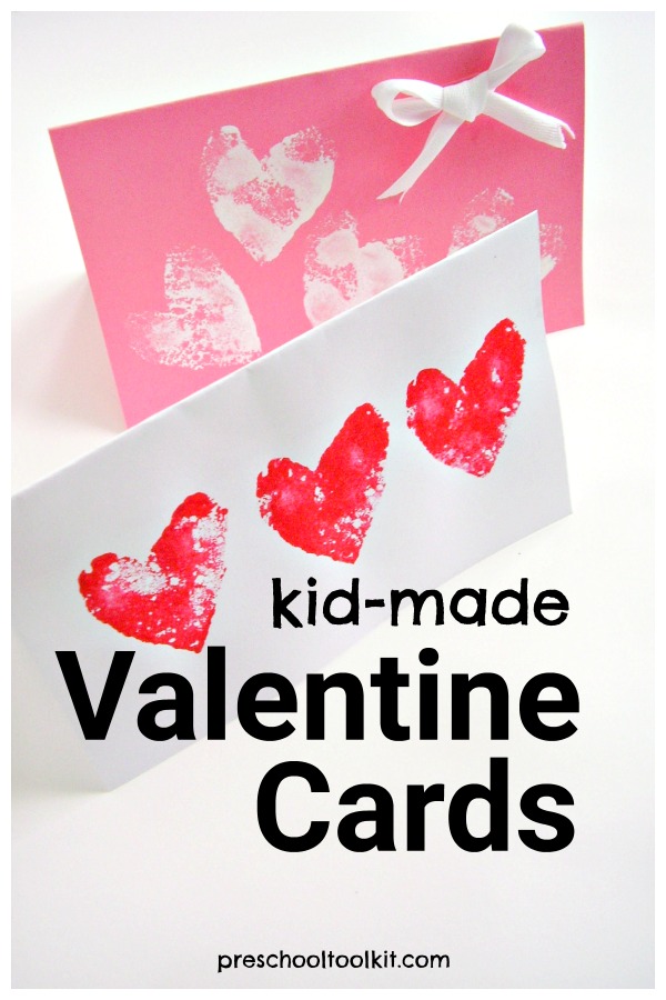 Kid made Valentine cards painting activity
