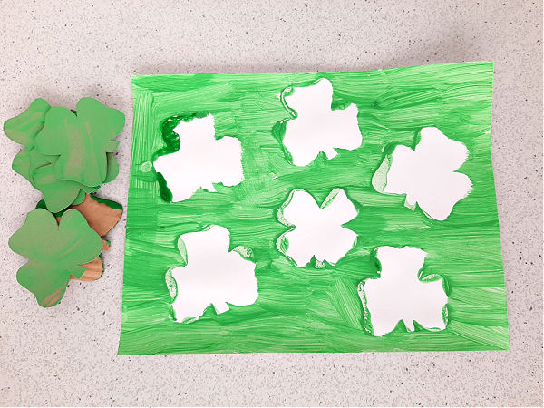Shamrock painting activity for St. Pat's Day