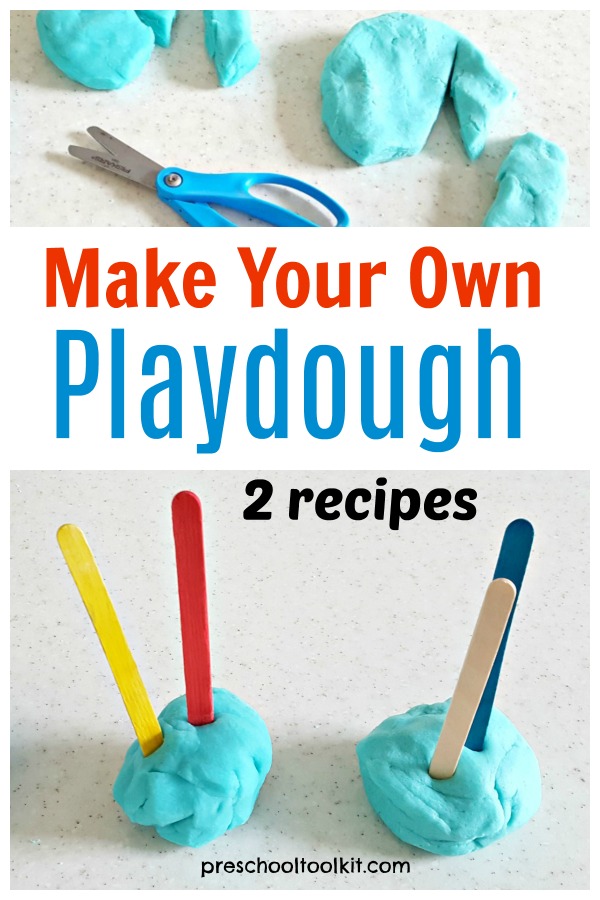 Two recipes for making your own play dough for kids activities 