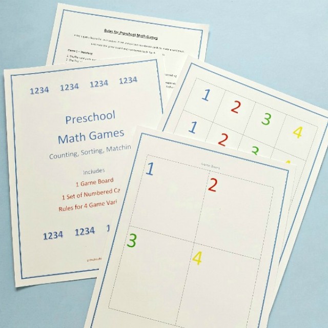 Preschool math games for early counting and sorting