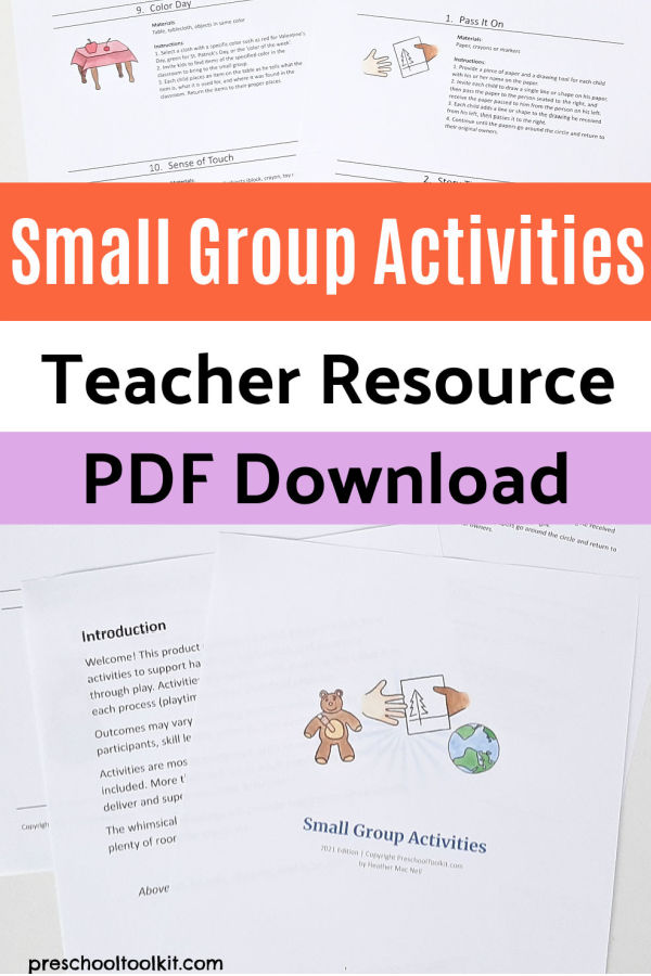 Small group interactive activities digital file downloadable for preschool teachers and parents
