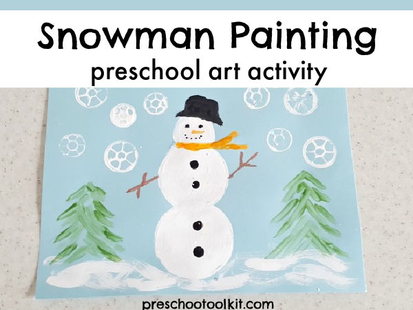 Snowman craft art activity for preschoolers