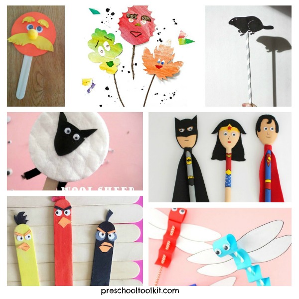 Pretend play for kids with homemade stick puppets