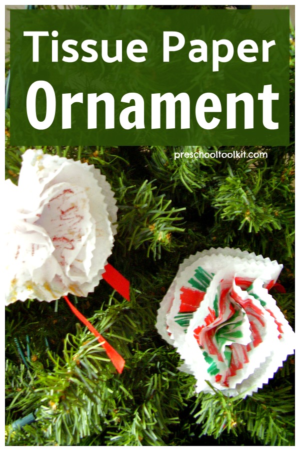 Tissue paper ornament kids Christmas craft