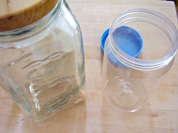 Recycle a jar to store cookies and crackers.