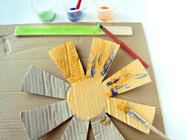 Big cardboard flower craft for kids