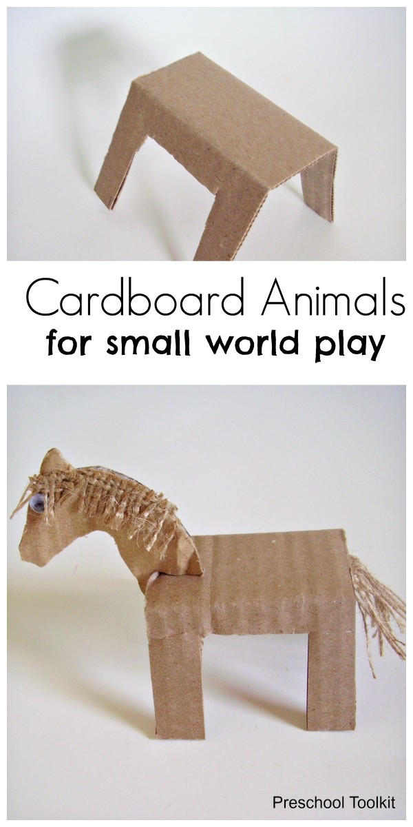 Cardboard animals kids craft and small world activity