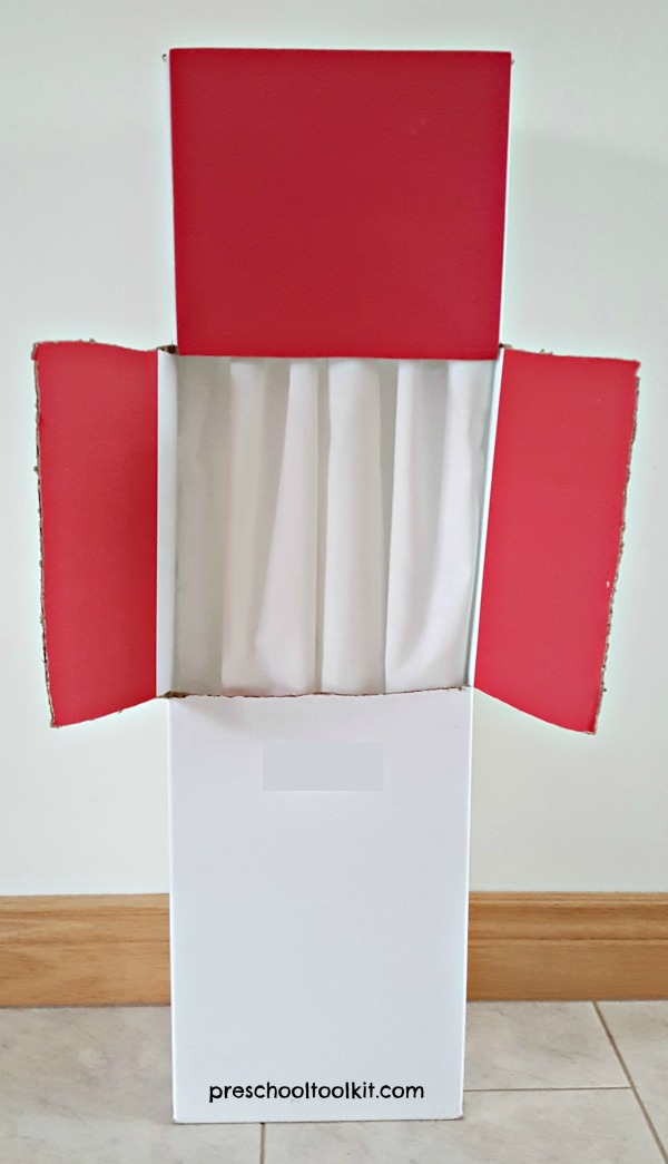 Cardboard box theater easy to make for kids puppet shows