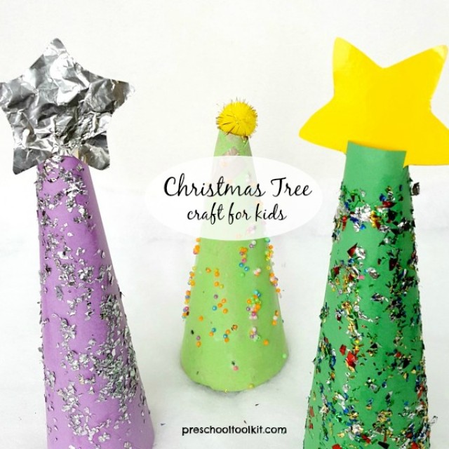 Easy Christmas tree craft for kids - Preschool Toolkit