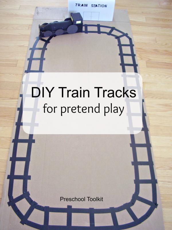 DIY train tracks for pretend play