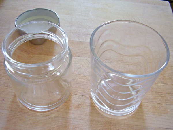 Glass jam jars can be recycled as drinking glasses