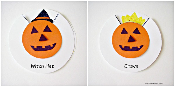 Hats for a jack o lantern paper craft for kids