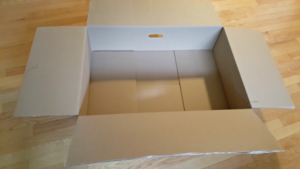 Large cardboard box for theater tutorial