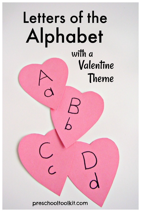 Letters of the alphabet cards with a Valentine Theme