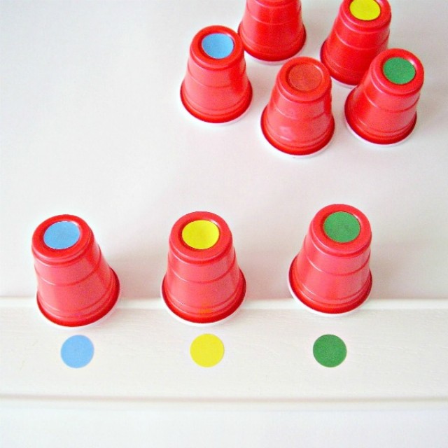Preschool math activity with self adhesive dots