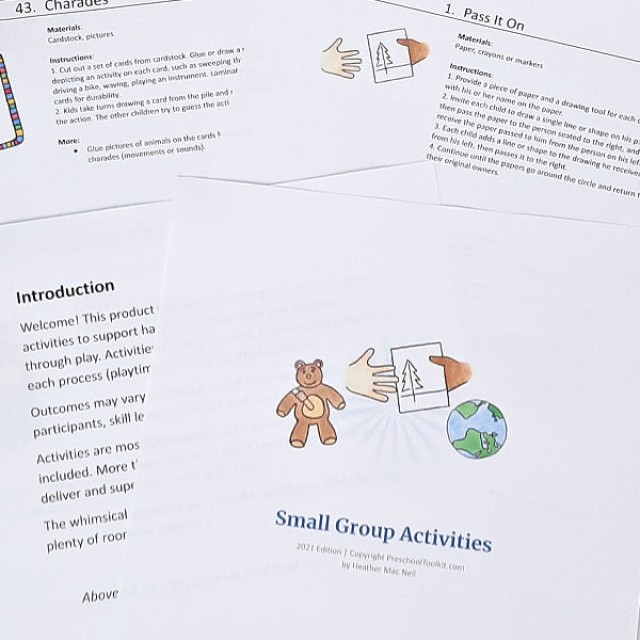 Preschool small group activities digital resource for parents and teachers