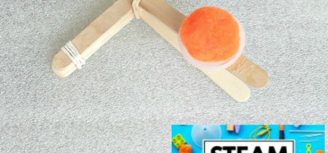 Kids can make a catapult activity from the STEAM KIDS book