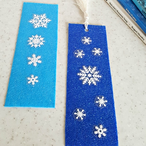 Kid-made Christmas gift snowflake bookmark