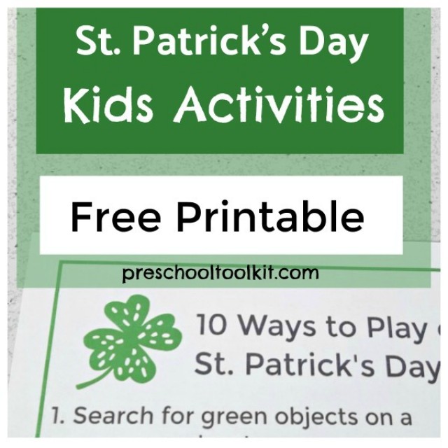 St. Patricks Day list of kids activities printable