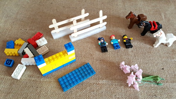 Supplies for equestrian small world play with lego bricks