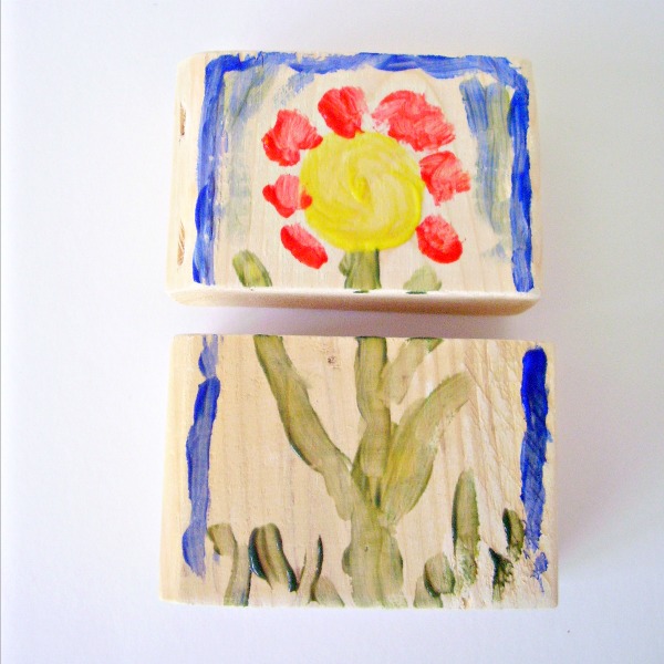 Homemade puzzles made with wood blocks