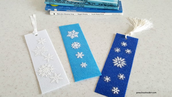 Bookmark kids craft with snowflake design