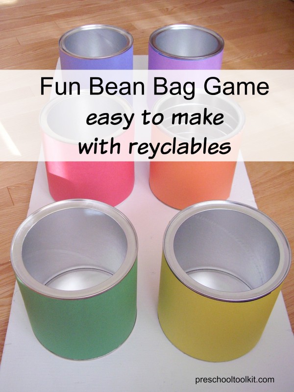 Bean bag game with recycled coffee cans