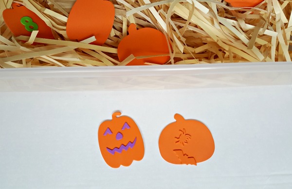 Decorate foam pumpkins for a preschool math activity