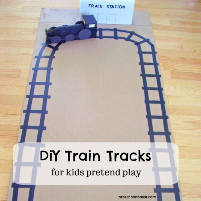 DIY train track for kids pretend play
