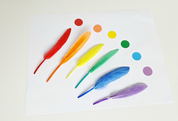 Feathers and dots rainbow activity