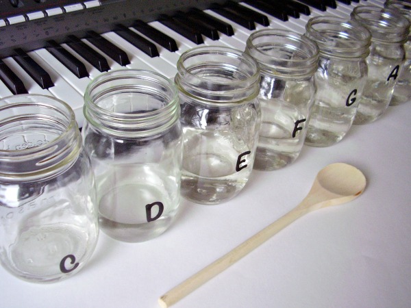 Musical scale preschool activity using mason jars
