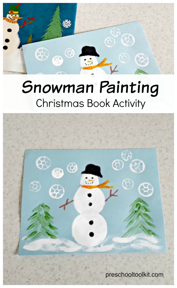 Paint a snowman picture with recyclables