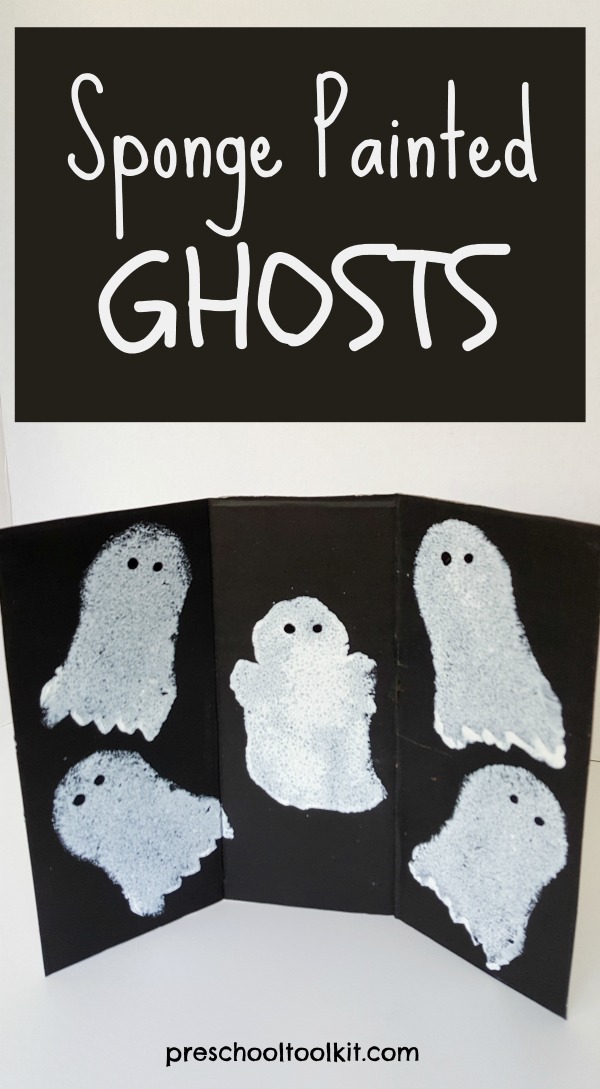 Halloween ghosts sponge painting activity for kids