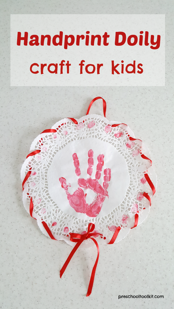 Hand print doily craft for toddlers and preschoolers