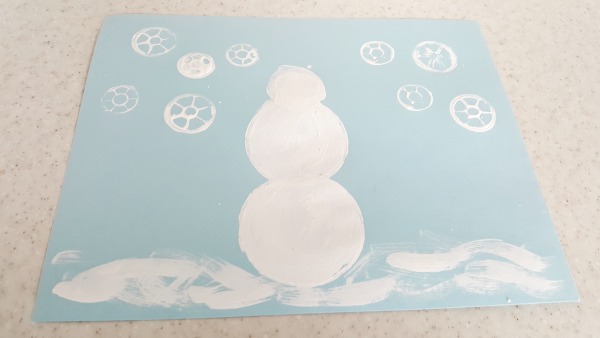 Book inspired snowman painting activity