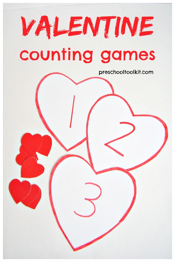 Valentine counting games for kids