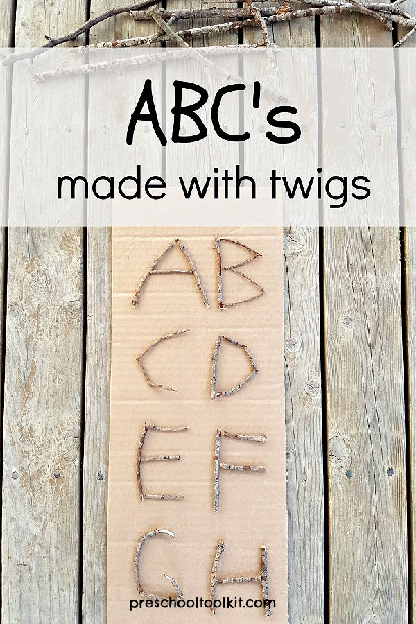 outdoor alphabet activity with trees